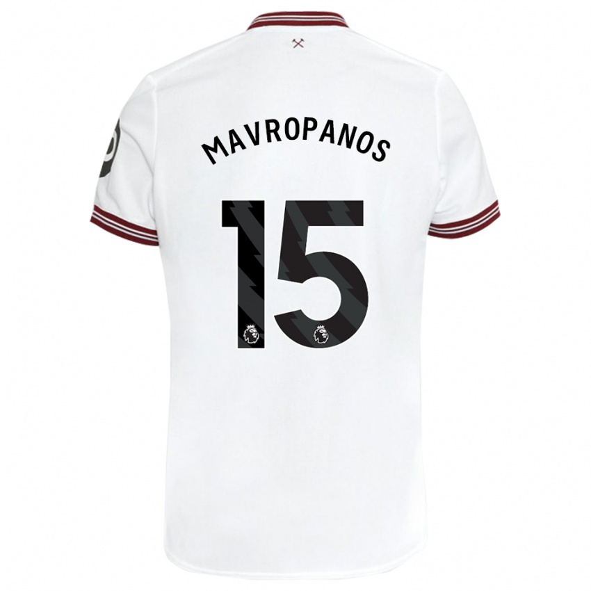 キッズコンスタンティノス・マヴロパノス#15白アウェイシャツ2023/24ジャージーユニフォーム