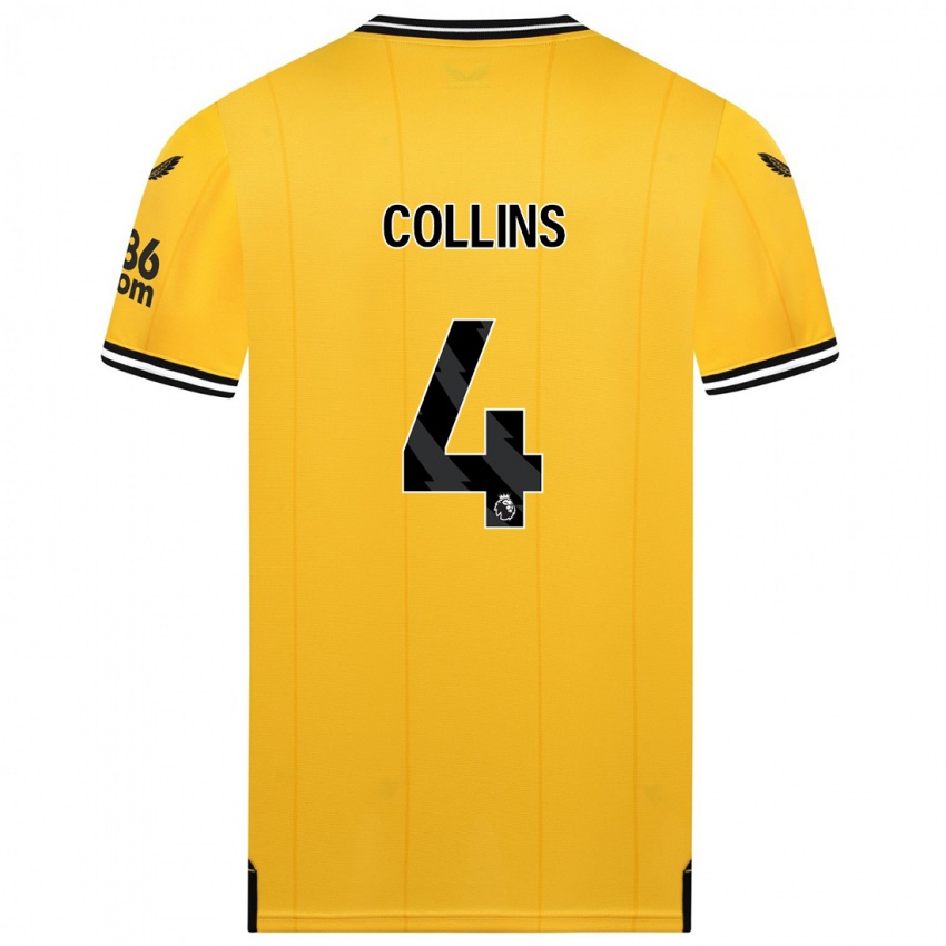 キッズネイサン・コリンズ#4黄色ホームシャツ2023/24ジャージーユニフォーム