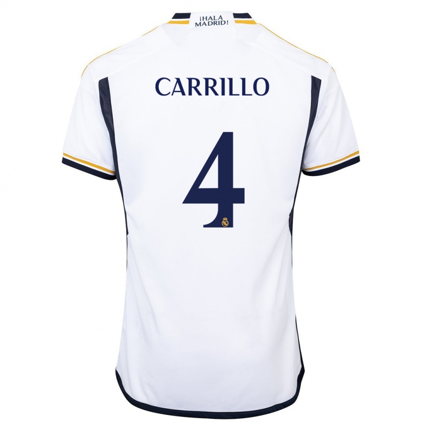 キッズAlvaro Carrillo#4白ホームシャツ2023/24ジャージーユニフォーム