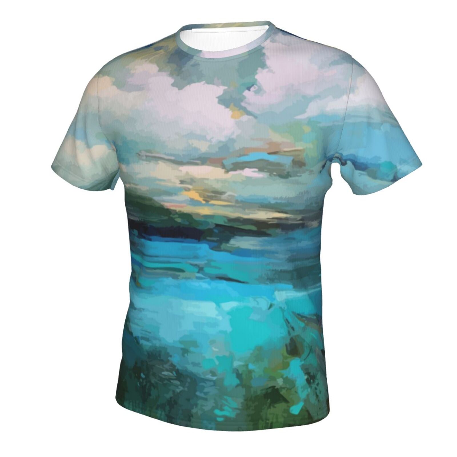 湖の上の雲絵画要素クラシックTシャツ